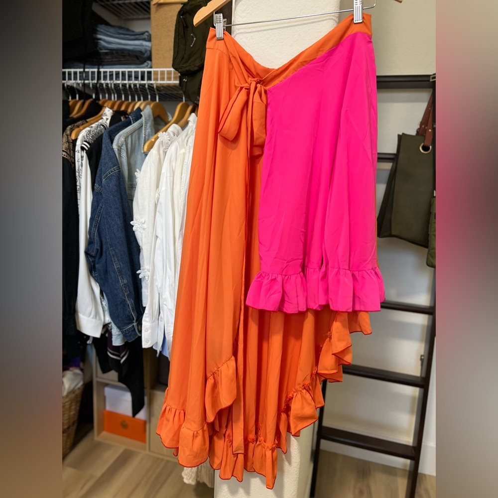 Handsewn Colorblock Wrap Skirt